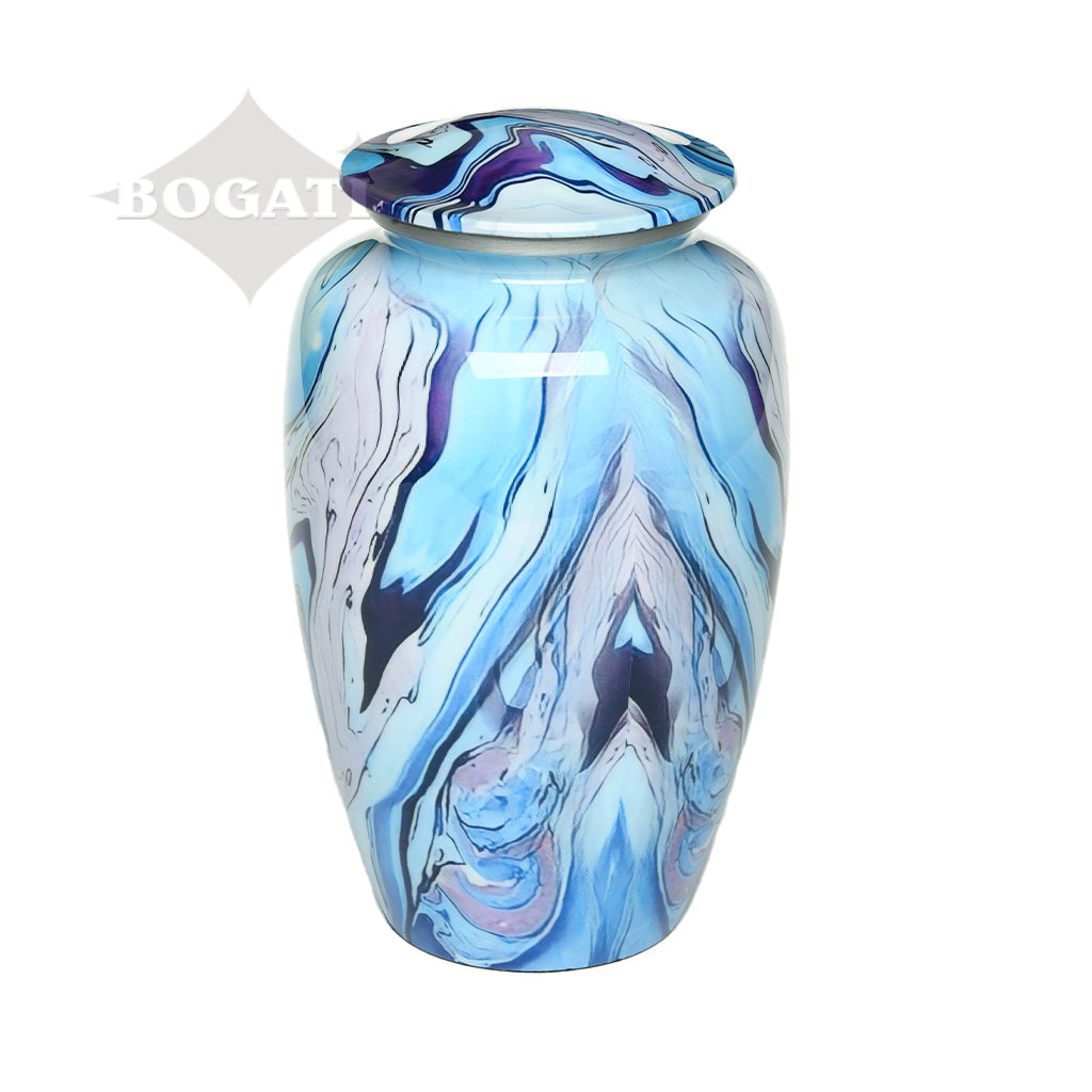 ADULT Classic Alloy Urn -9010- Blue and Purple Swirl - Case of 4