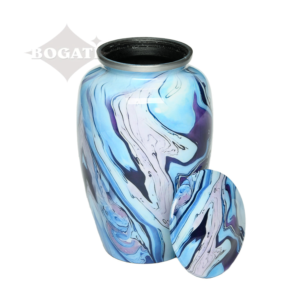 ADULT Classic Alloy Urn -9010- Blue and Purple Swirl - Case of 4