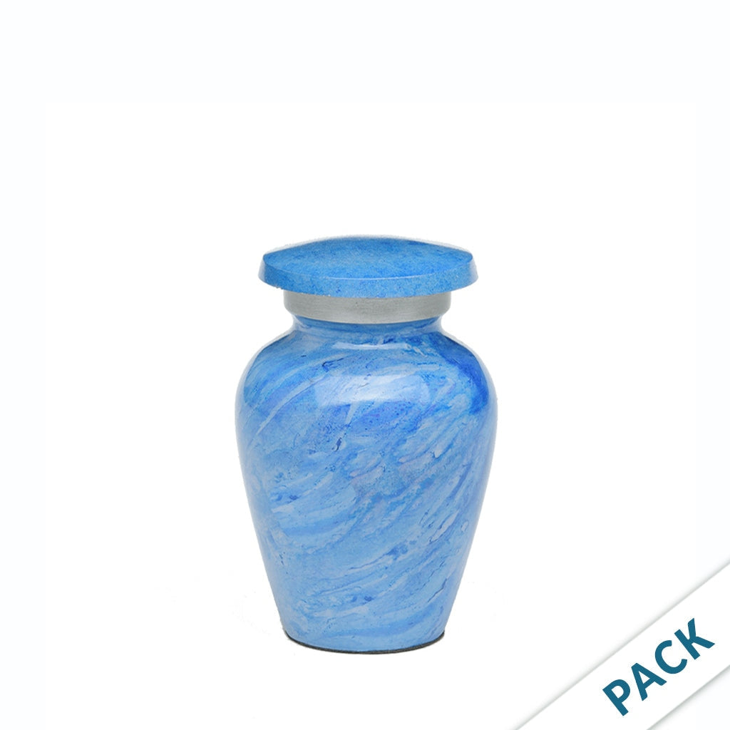 KEEPSAKE -Alloy Urn -Hand Painted Stone-look - Pack of 10 Blue