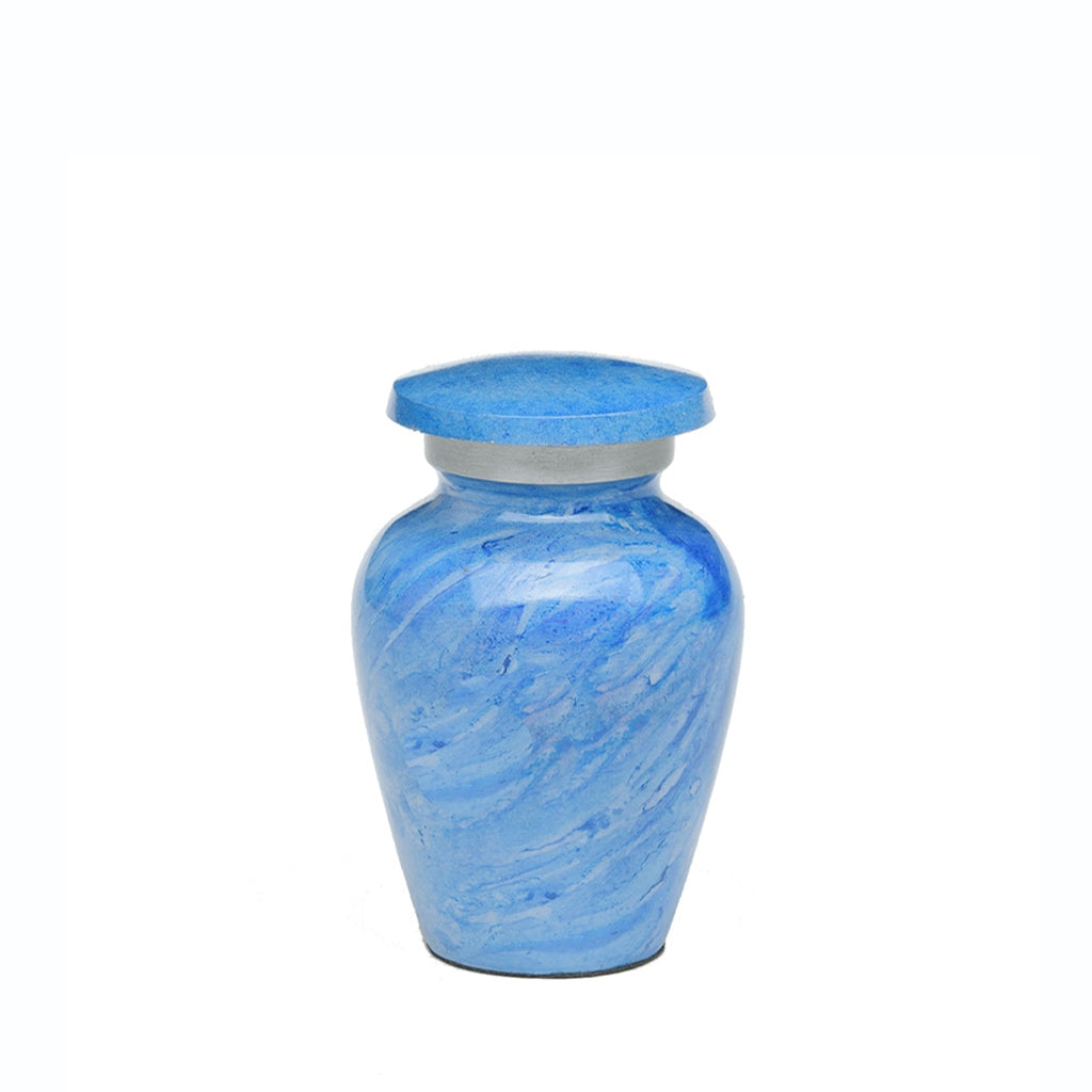 KEEPSAKE -Alloy Urn -Hand Painted Stone-look Blue