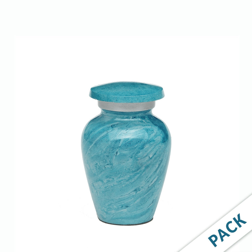 KEEPSAKE -Alloy Urn -Hand Painted Stone-look - Pack of 10 Teal
