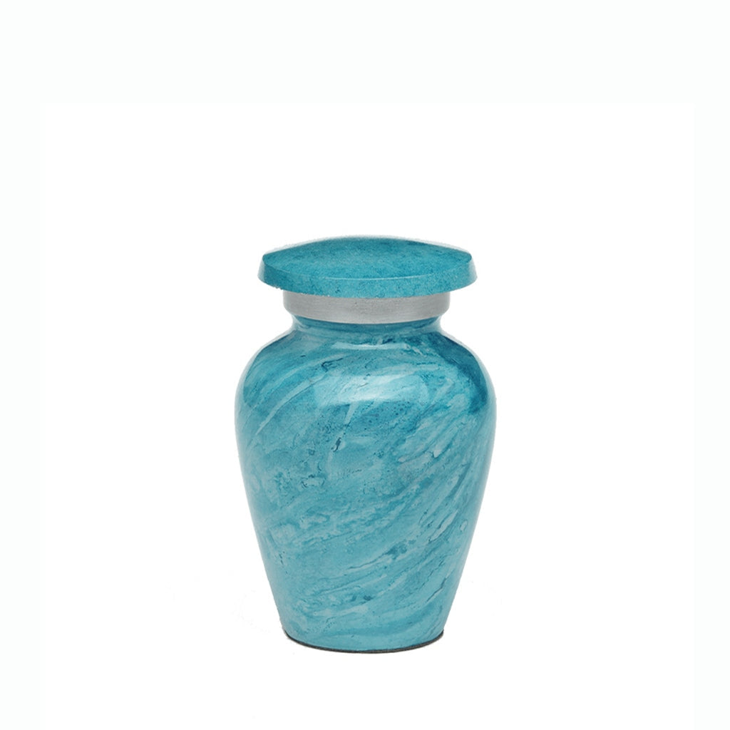 KEEPSAKE -Alloy Urn -Hand Painted Stone-look Teal