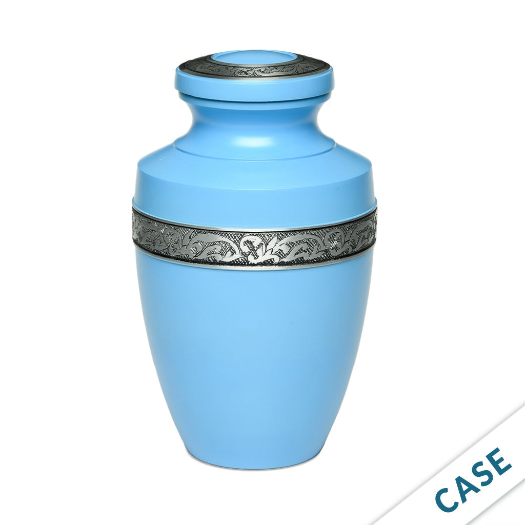 ADULT - Alloy Urn -3076- Grecian with Flowing Vine - Case of 4 Blue