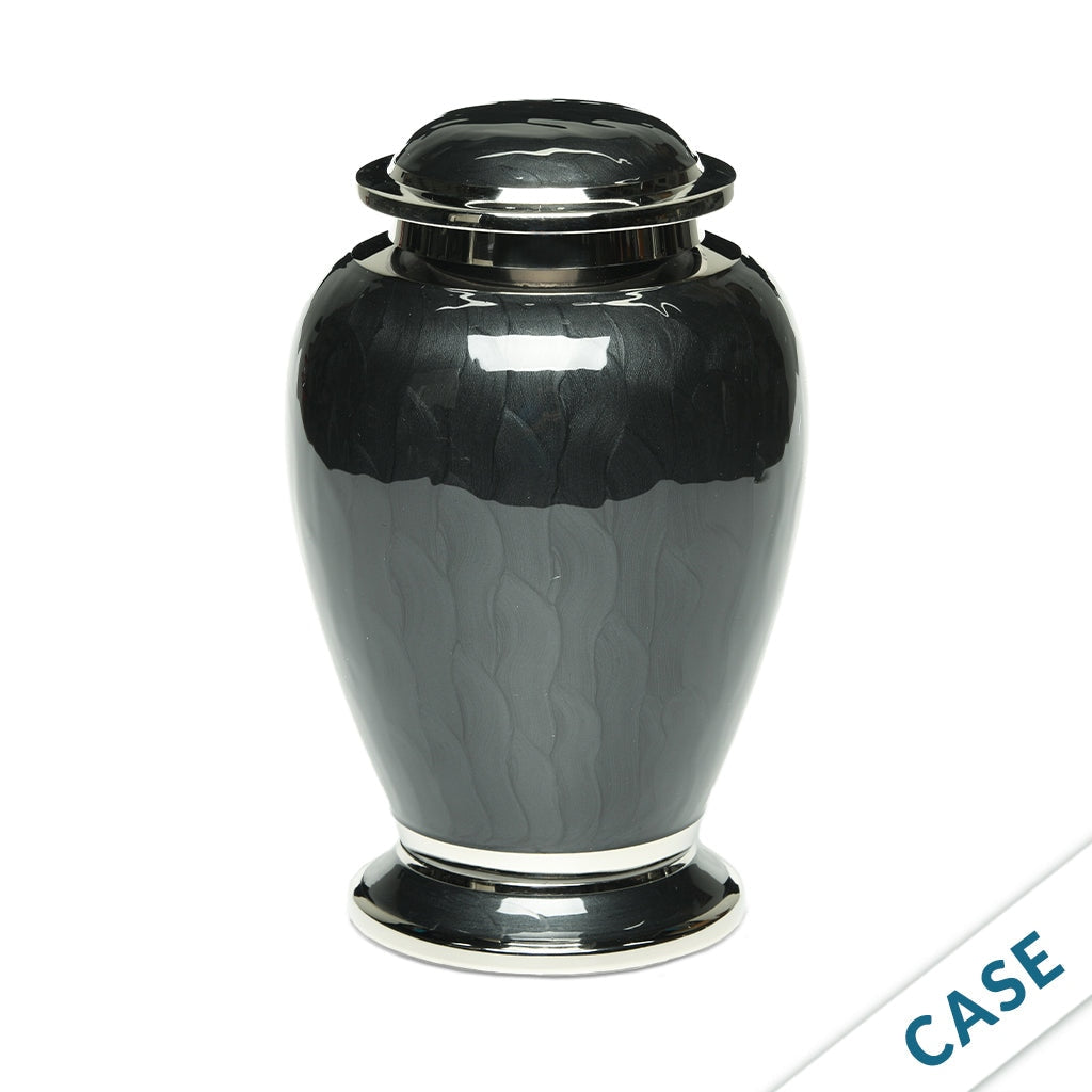 ADULT - Brass Urn -2571- Gleaming Enamel with Nickel Banding - Case of 4 Black
