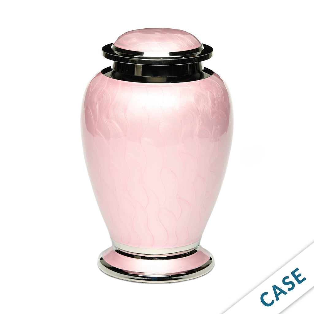 ADULT - Brass Urn -2571- Gleaming Enamel with Nickel Banding - Case of 4 Pink