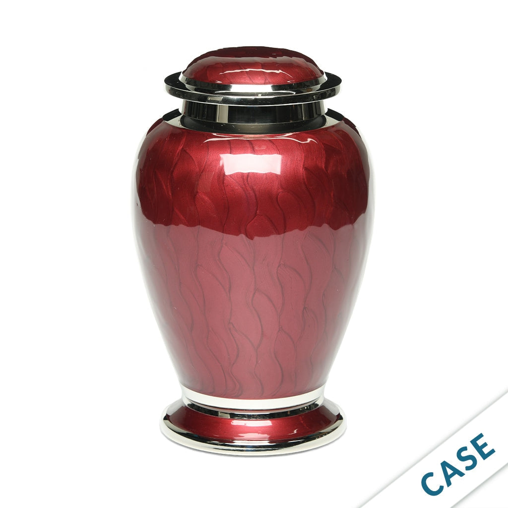 ADULT - Brass Urn -2571- Gleaming Enamel with Nickel Banding - Case of 4 Wine red