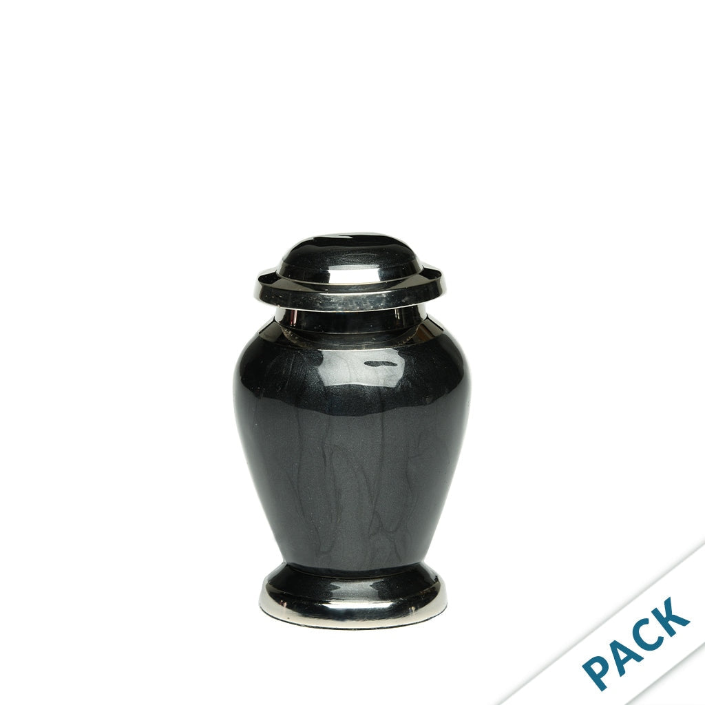 KEEPSAKE - Brass Urn -2571- Gleaming Enamel with Nickel Banding - Pack of 10 Black
