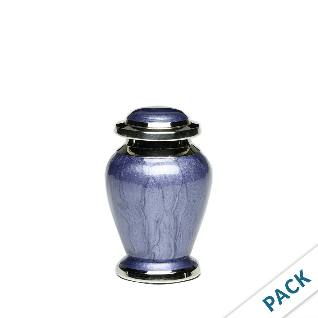 KEEPSAKE - Brass Urn -2571- Gleaming Enamel with Nickel Banding - Pack of 10 Purple