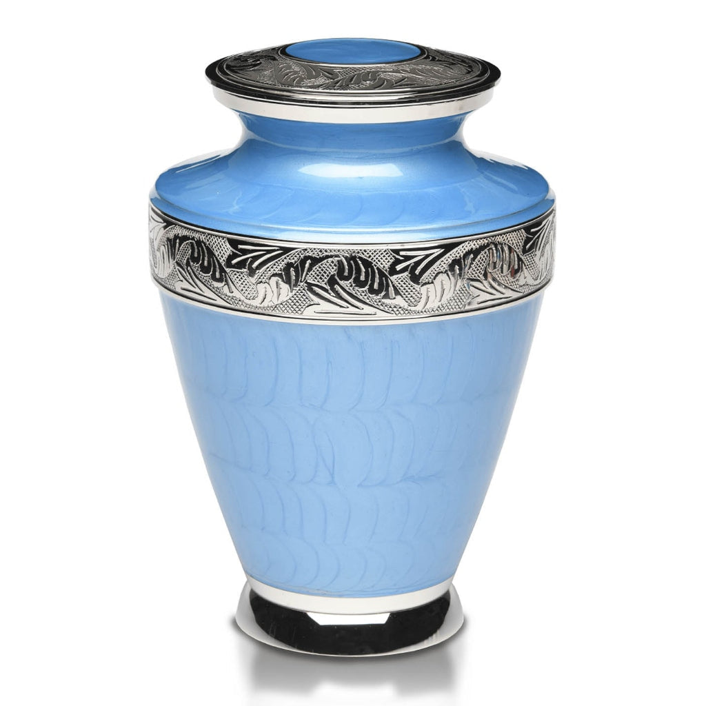 ADULT Nickel plated Brass urn -8804- Enamel finish Light Blue