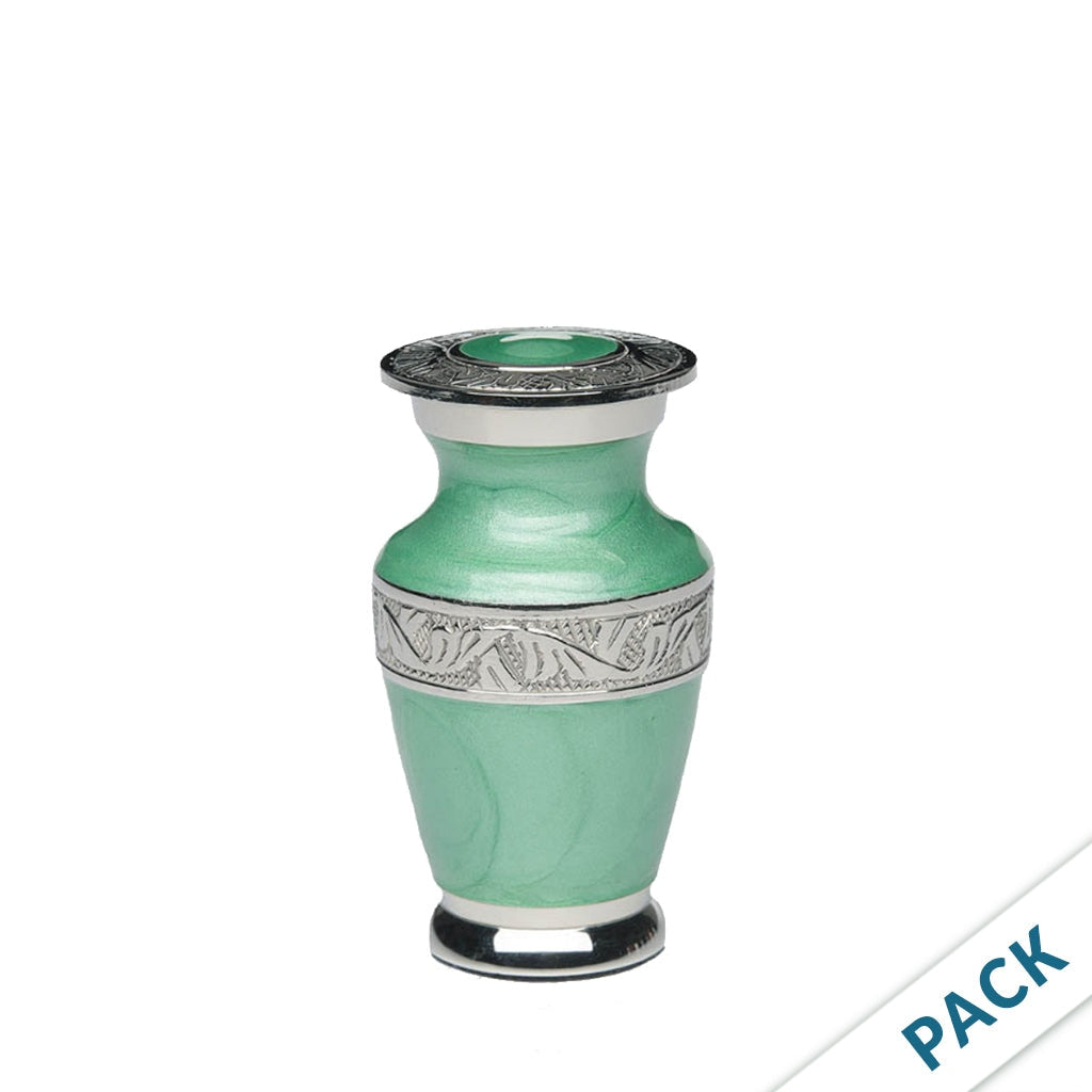 KEEPSAKE - Nickel Plated Brass urn -BAI- Enamel- Pack of 10 Green