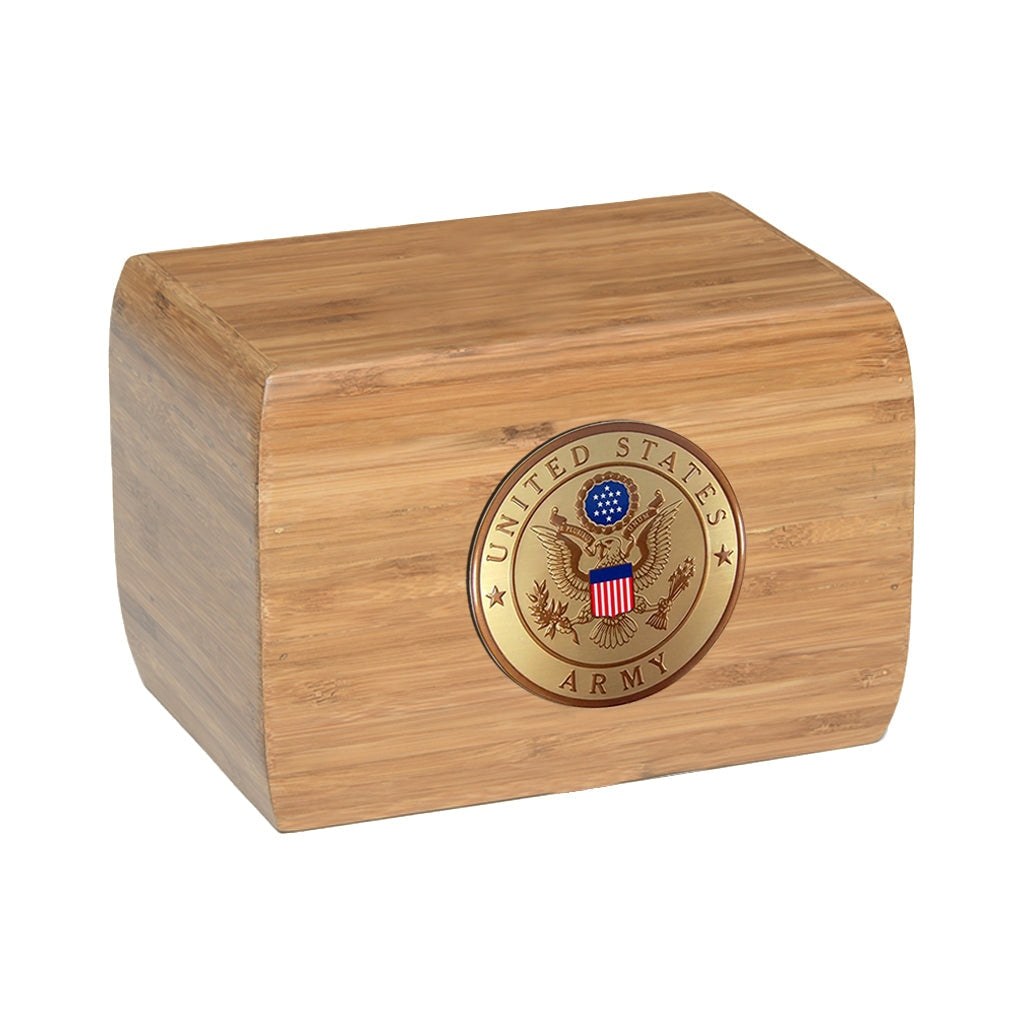ADULT - Bamboo Urn - 1024 - Curved edges with US Military Emblem Army