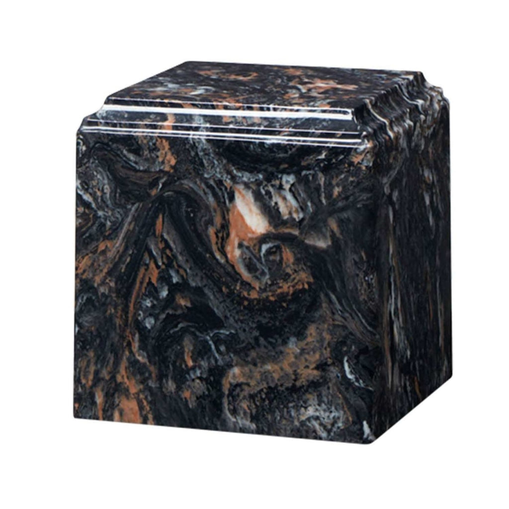 ADULT Cultured Marble Cube Urn Mission Black