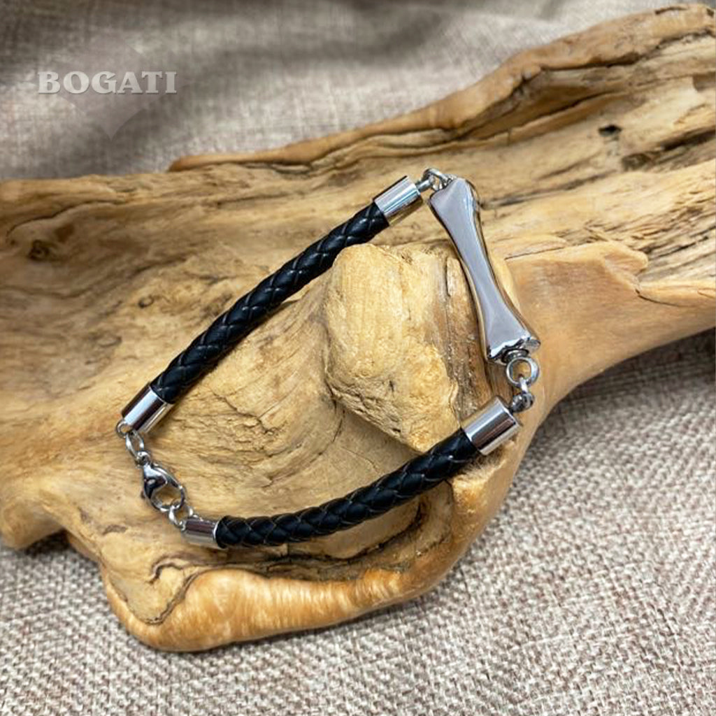 Beautiful Black Braided Cremation Bracelet pet themed - Bogati urns