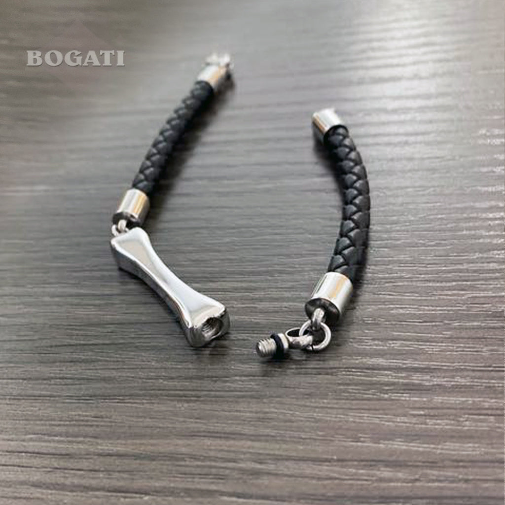 Black Braided Bracelet with Dog Bone - How to open it.