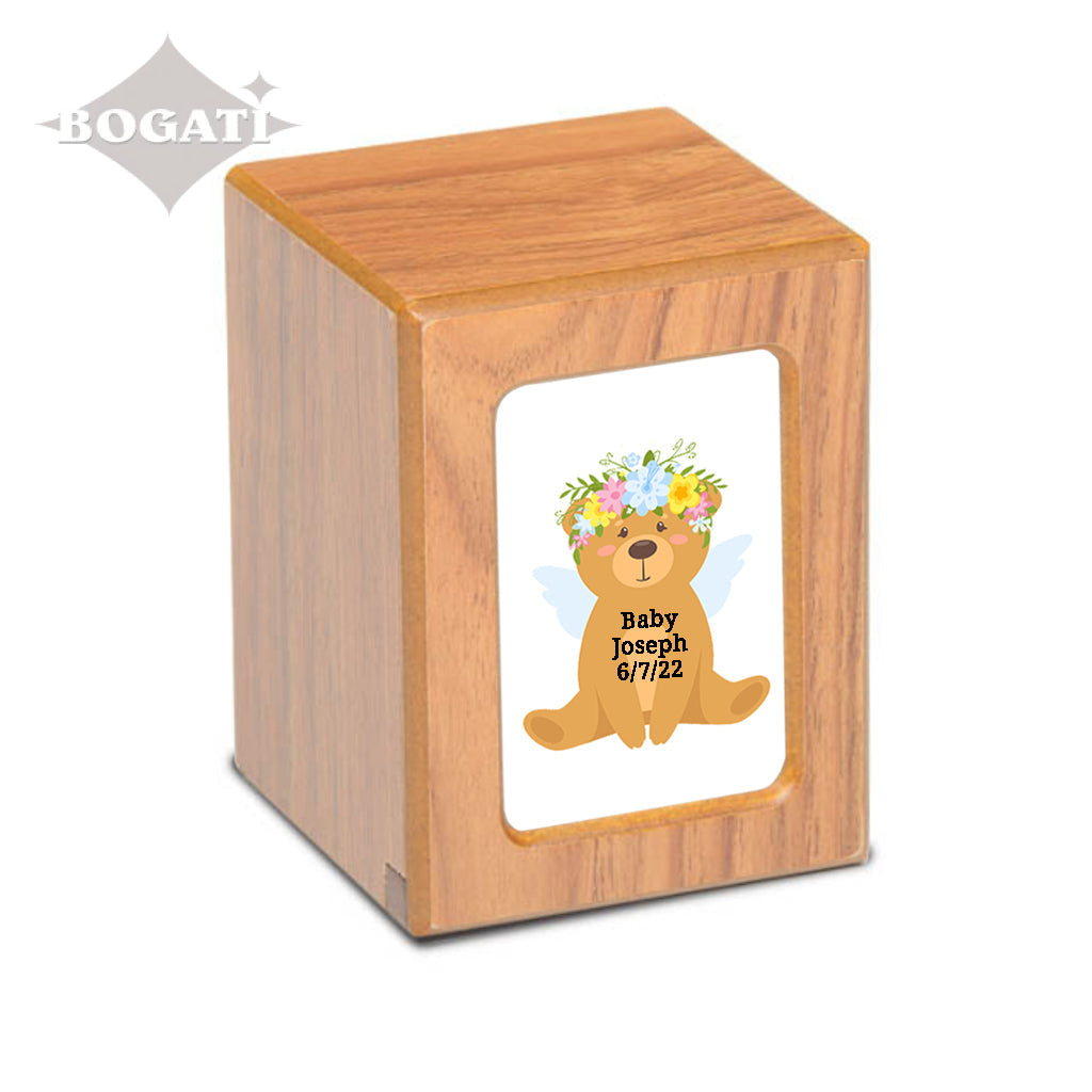 SMALL Photo Frame urn PY06 - Teddy Bear Angel Blue