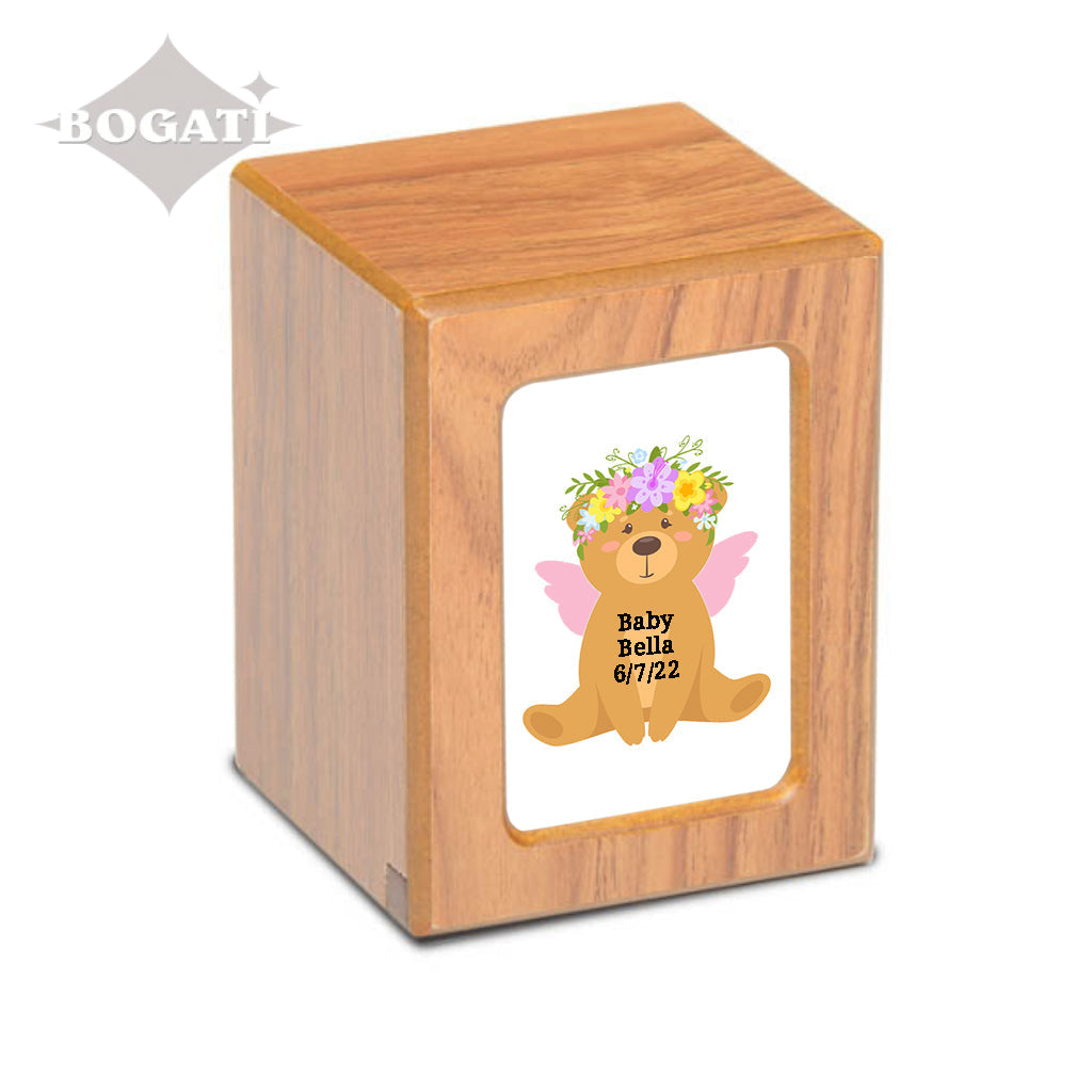 SMALL Photo Frame urn PY06 - Teddy Bear Angel Pink