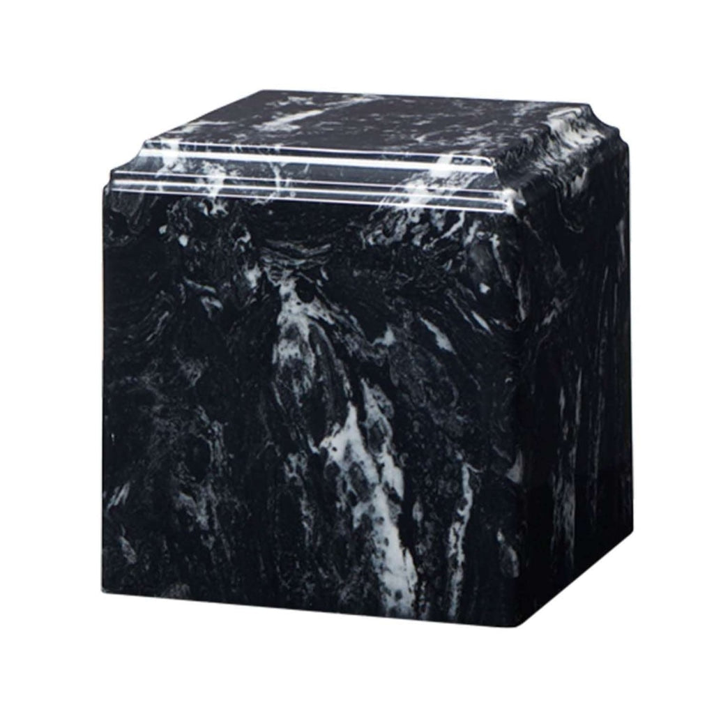 ADULT Cultured Marble Cube Urn Black Marlin