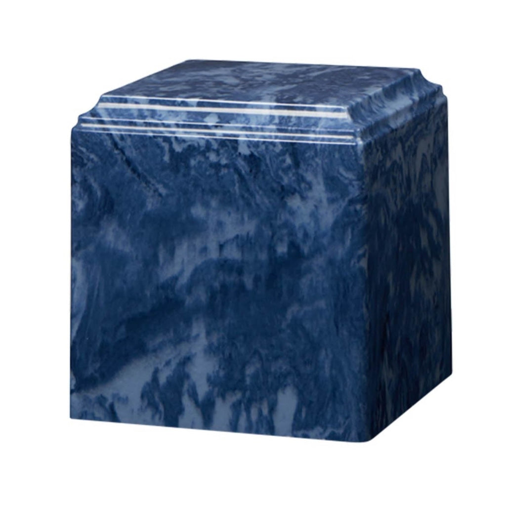 ADULT Cultured Marble Cube Urn Midnight Blue