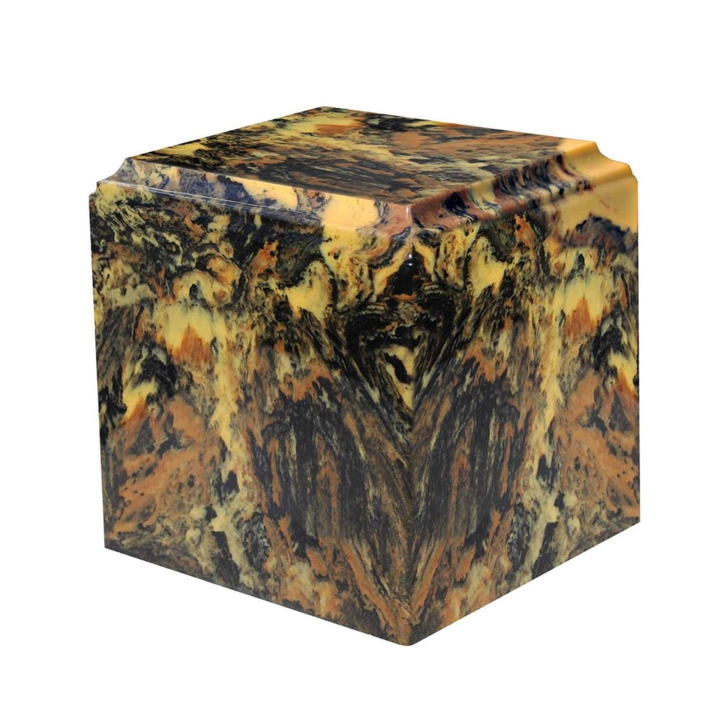 ADULT Cultured Marble Cube Urn Antique Gold