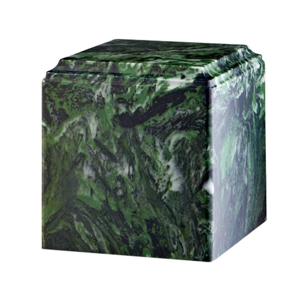 ADULT Cultured Marble Cube Urn Green Ascosta