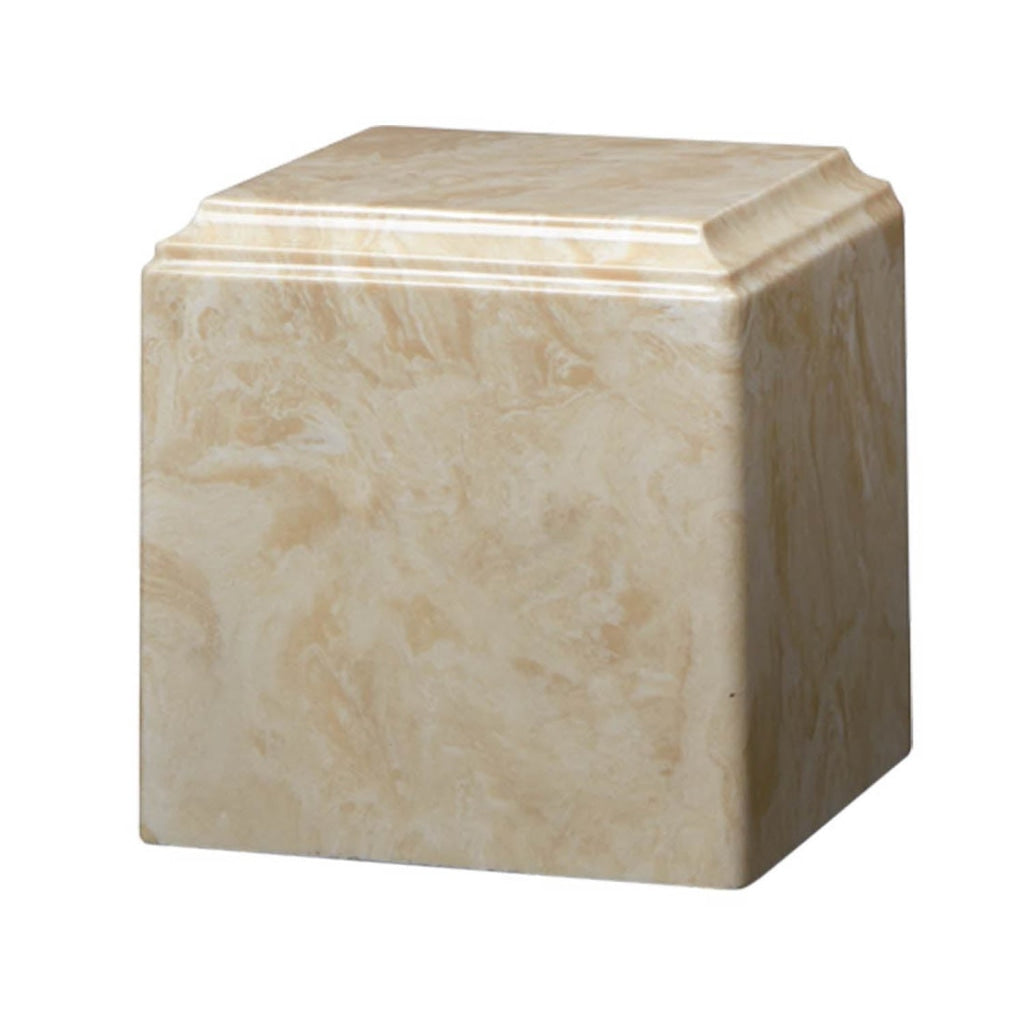ADULT Cultured Marble Cube Urn Creme Mocha