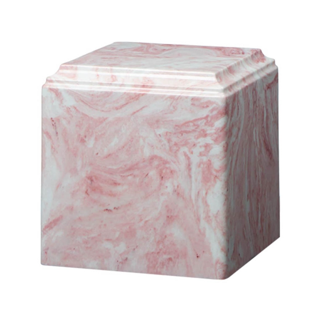 ADULT Cultured Marble Cube Urn Pink