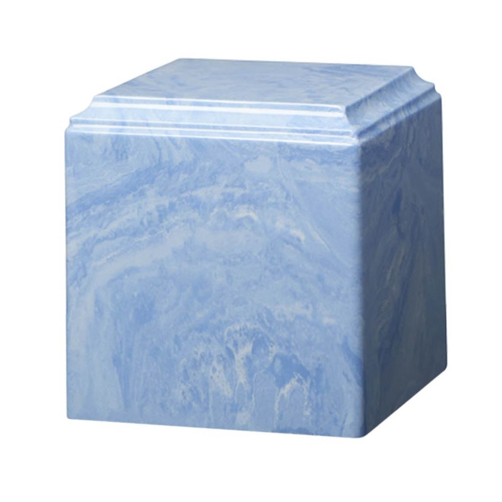 ADULT Cultured Marble Cube Urn Wedgewood Blue