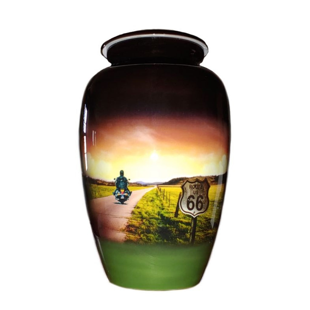 ADULT Alloy - Classic Alloy urn -23RT66- Route 66 Motorcycle