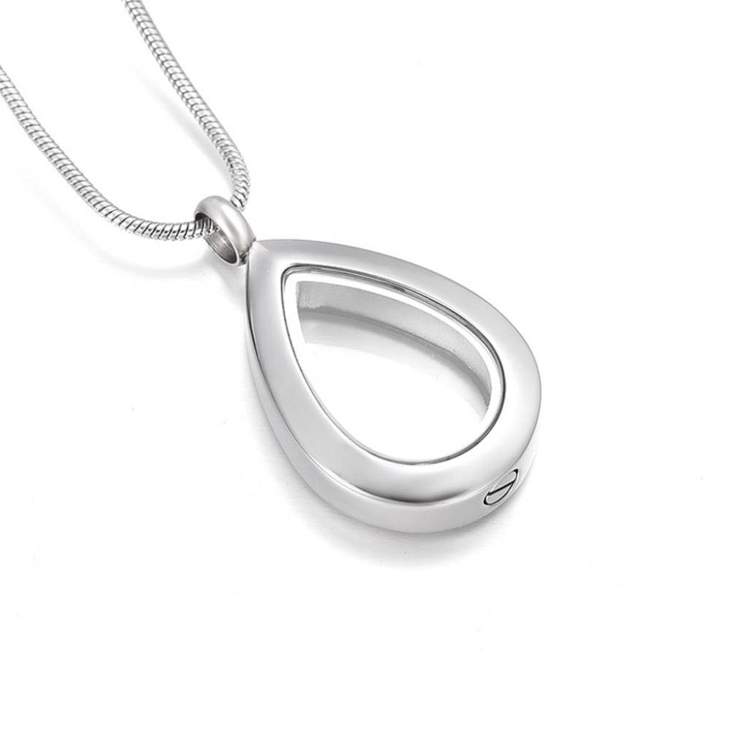 J- 8889 - Clear Teardrop - Silver-tone - Pendant with Chain