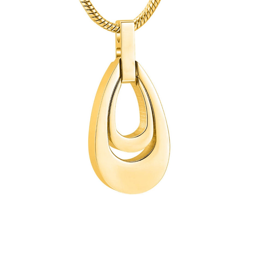 CLEARANCE J-000 - Double Teardrop - Gold-tone - Pendant with Chain