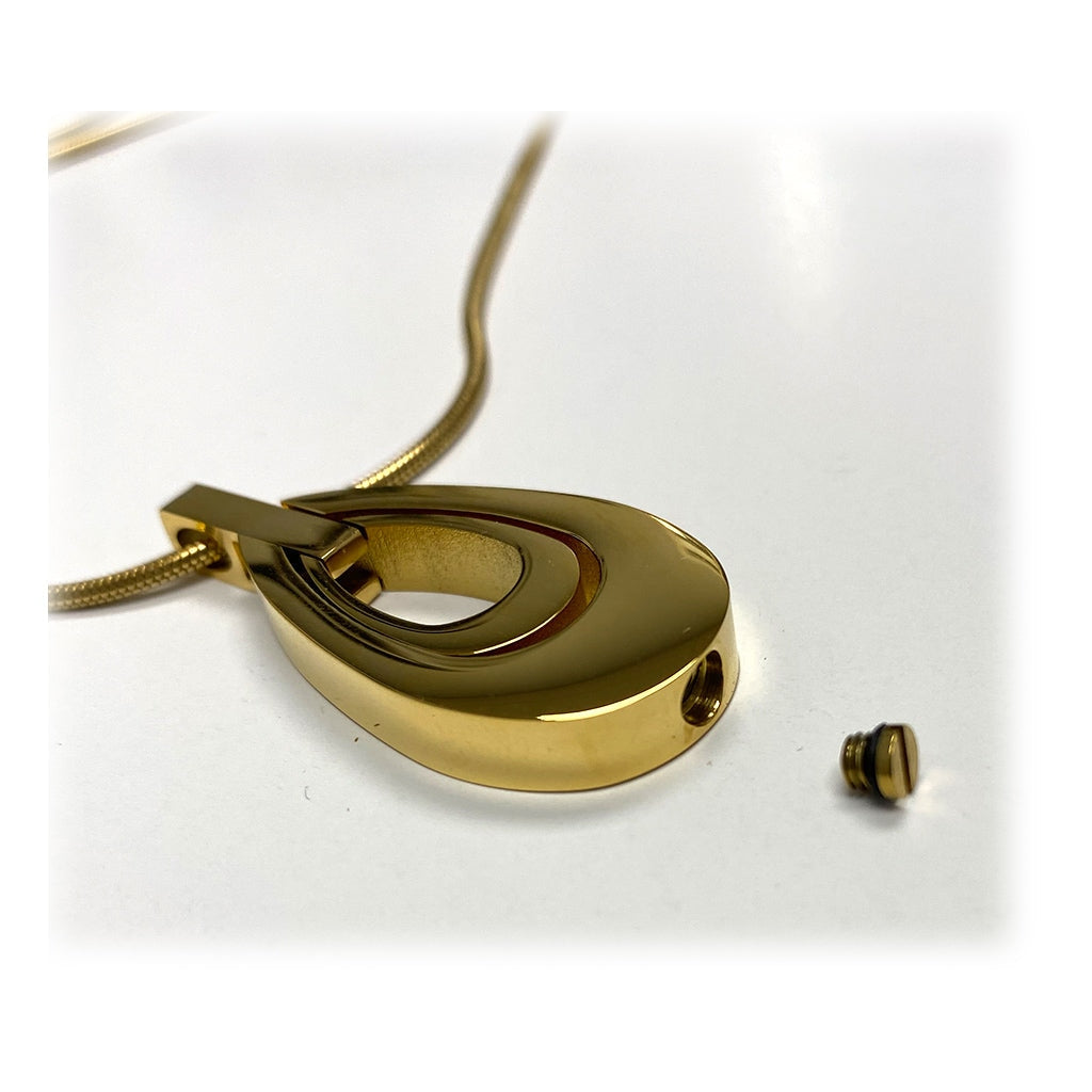 CLEARANCE J-000 - Double Teardrop - Gold-tone - Pendant with Chain