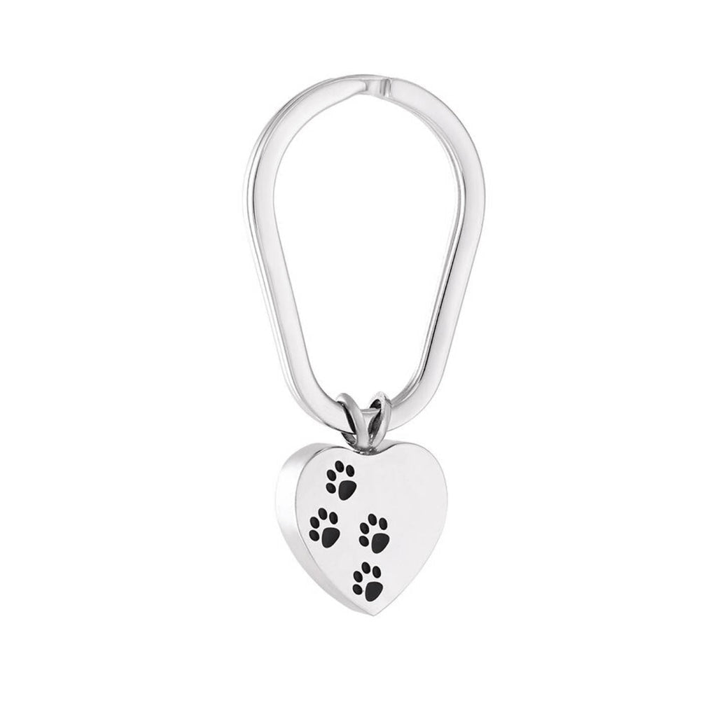 J-004 - Four Paw Print Heart - Silver-tone - Keychain