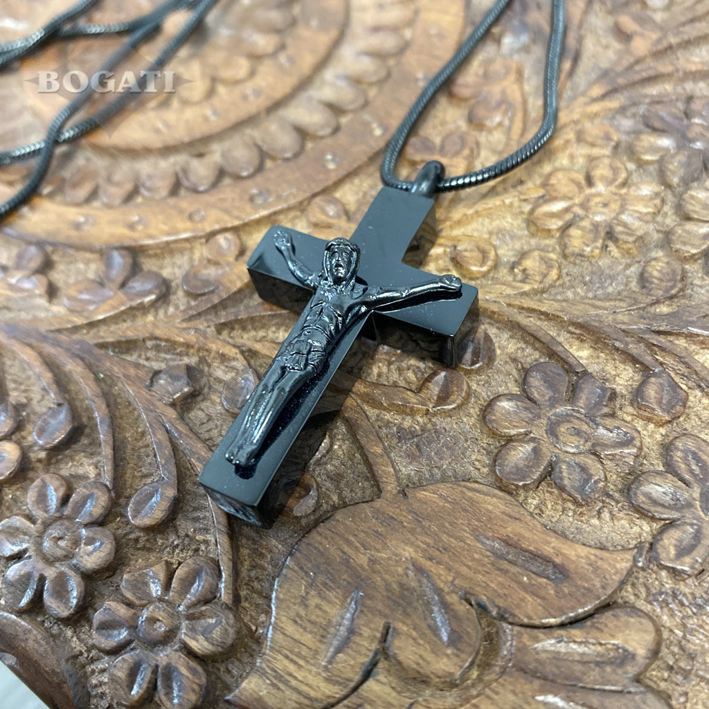 Black Crucifix - Memorial Necklace - Bogati
