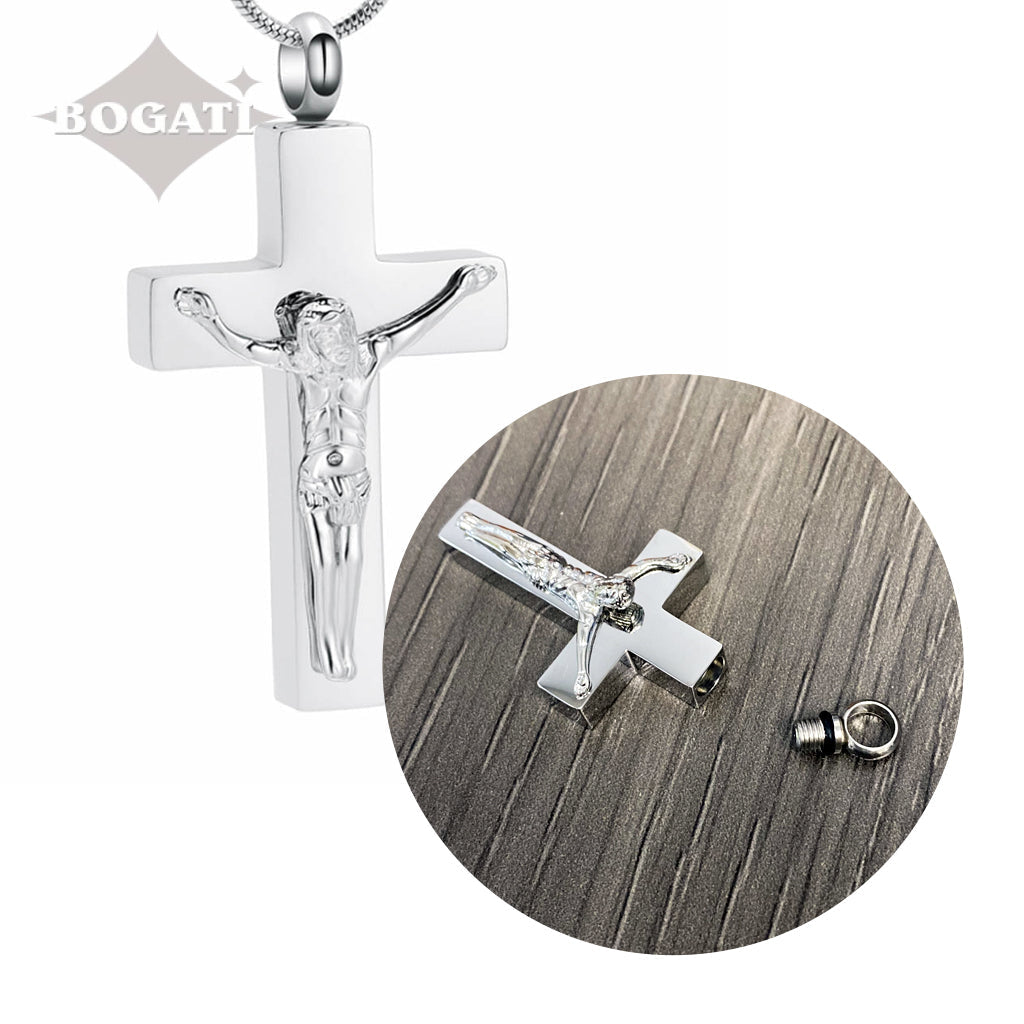 J-011 - Crucifix - Silver-tone - Pendant with Chain