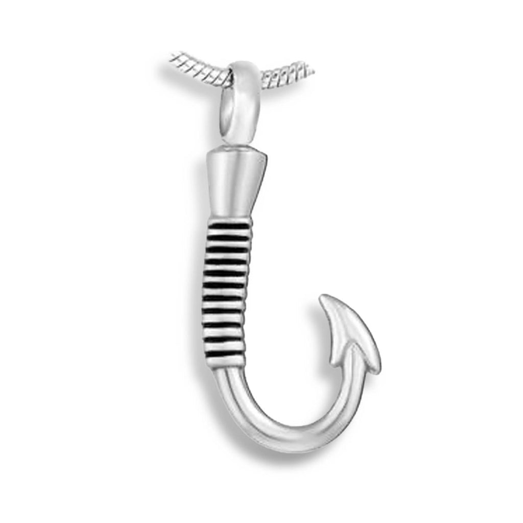 J-049 - Fish Hook - Silver-tone - Pendant with Chain