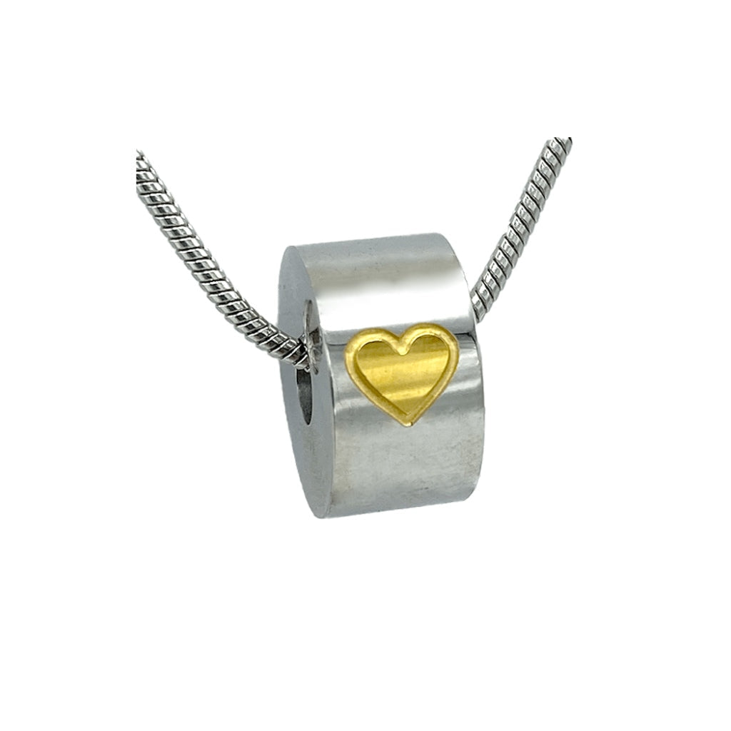 J-052- Heart Charm Bead - Silver-tone - Pendant with Chain