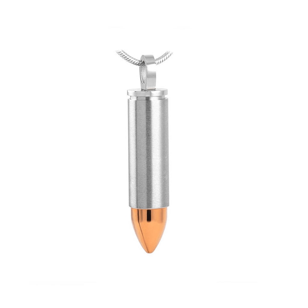 J-1034 – Silver Bullet with Gold tip – Pendant with Chain
