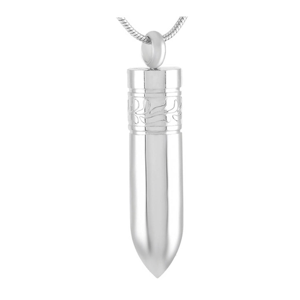 J-1035 - Silver Bullet with Engraved Detail - Pendant with Chain