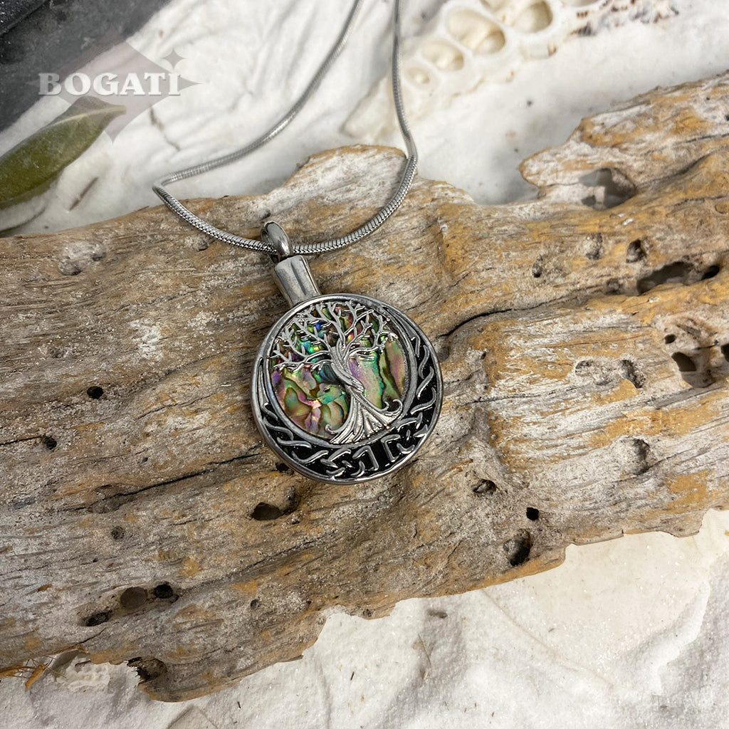 J-106 Tree Of Life with Abalone or Mother or Pearl - Pendant with Chain