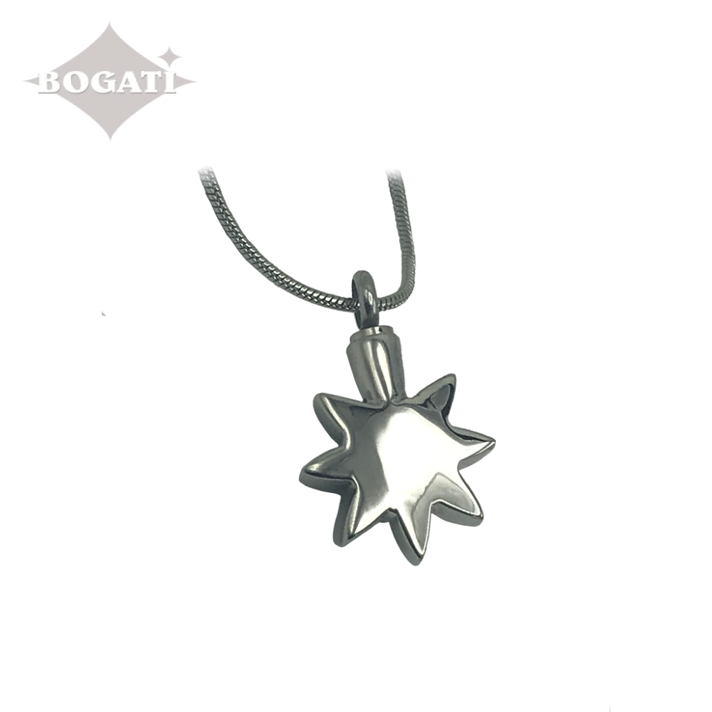 J-128 - Summer Sun with Yellow Stone - Silver-tone - Pendant with Chain