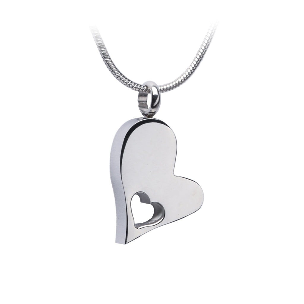 Clearance J-1293 - Skewed Heart With Little Pendant Chain