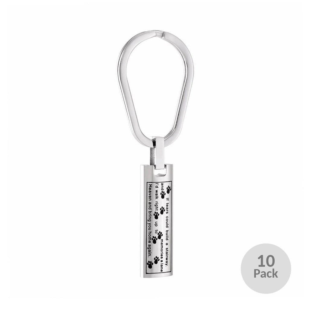 J-137 - Cylinder Bar with Poem - Silver-tone - Keychain - Pack of 10