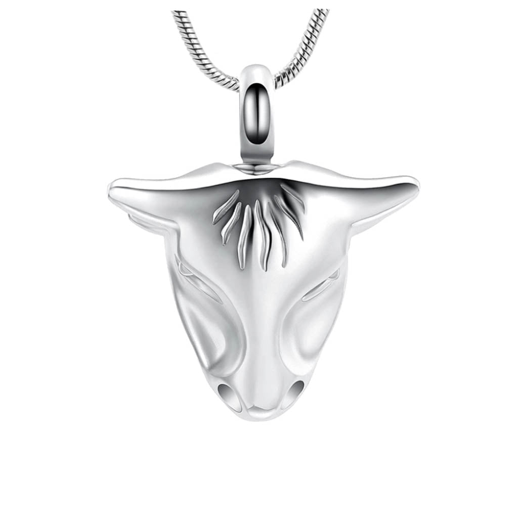 Bull 's head Silver-tone- Pendant with Chain
