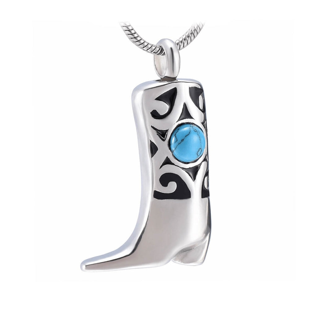 J-1514 - Cowboy Boot - Silver-tone - Pendant with Chain