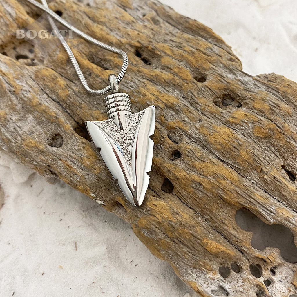 Tribal Spearpoint Arrowhead Fish Hook Urn Necklace for Ashes Men Cremation  Jewelry Memorial Keepsake Pendant