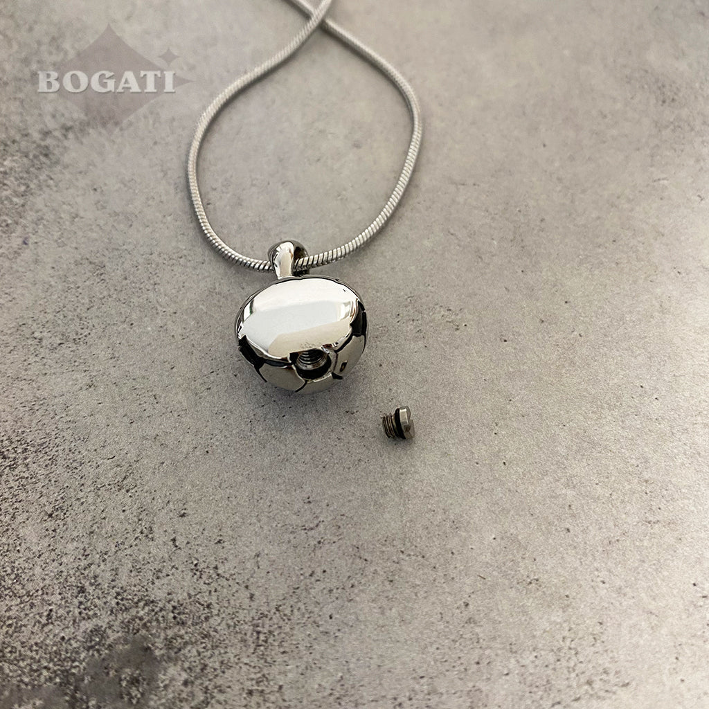 J-1610 - Soccer Ball - Silver-tone - Pendant with Chain