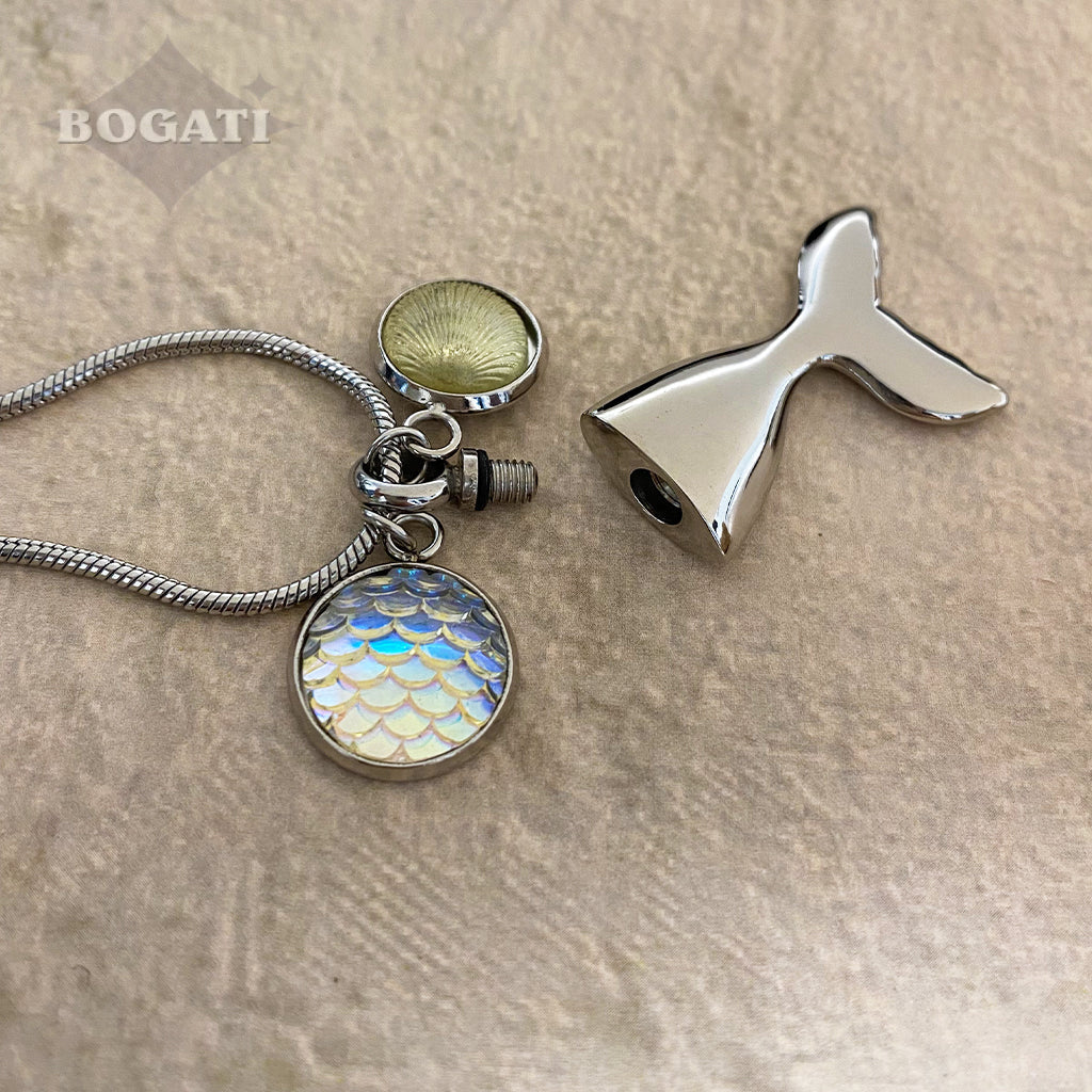 J-165 Mermaid Tail with charms - Pendant with Chain