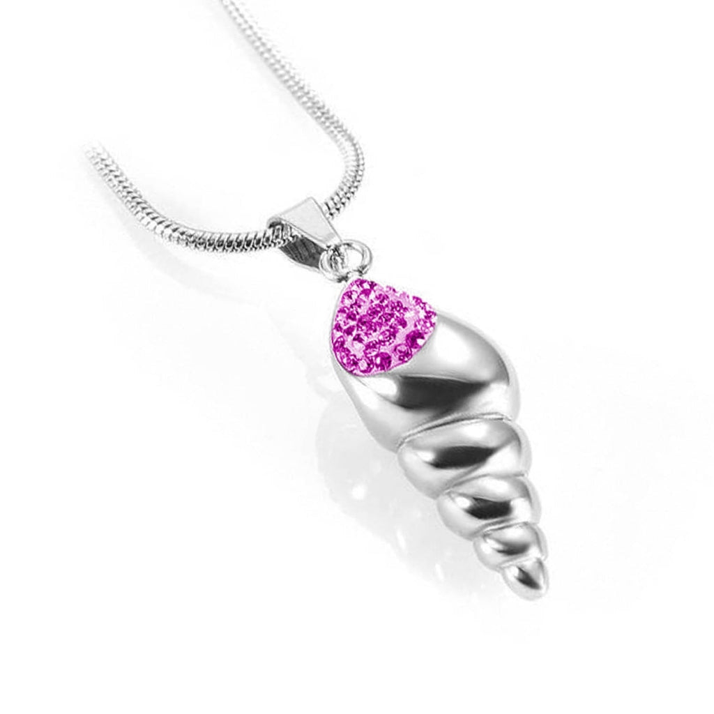 CLEARANCE J-166- Conch Shell with Rhinestones - Pendant with Chain - Purple