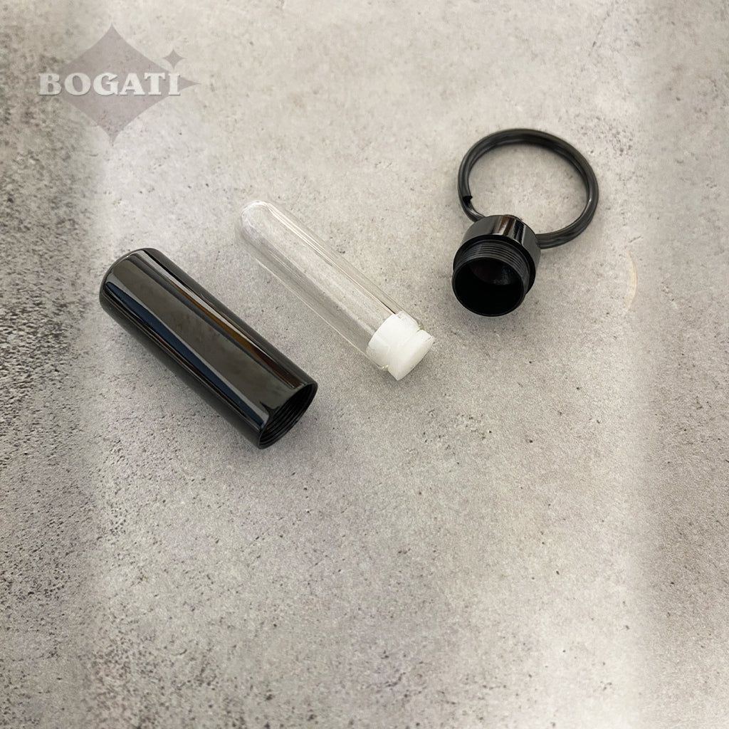 J-168 - Cylinder with Glass Insert - Keychain