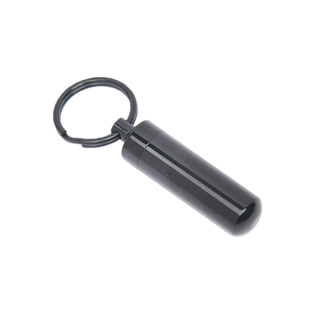 J-168 - Cylinder with Glass Insert - Black - Keychain